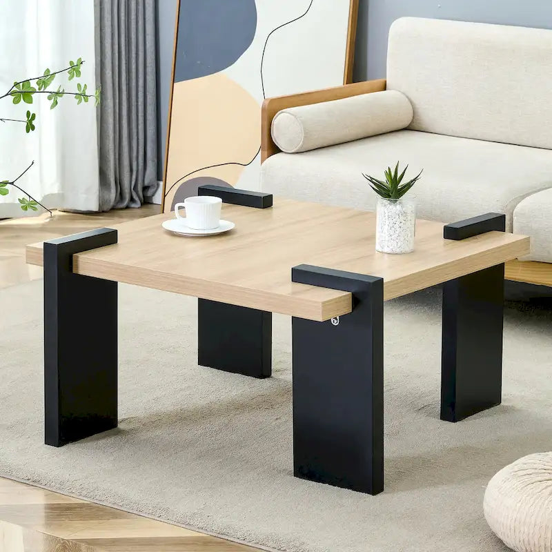 Modern MDF Coffee Table with Wood Grain Finish