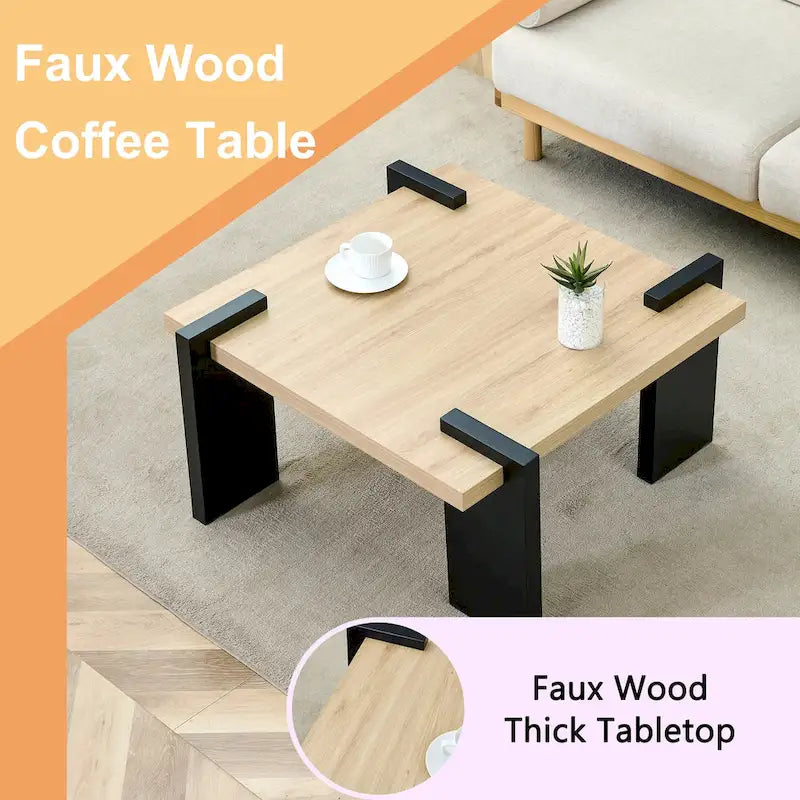 Modern MDF Coffee Table with Wood Grain Finish