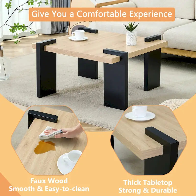 Modern MDF Coffee Table with Wood Grain Finish