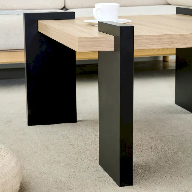 Modern MDF Coffee Table with Wood Grain Finish