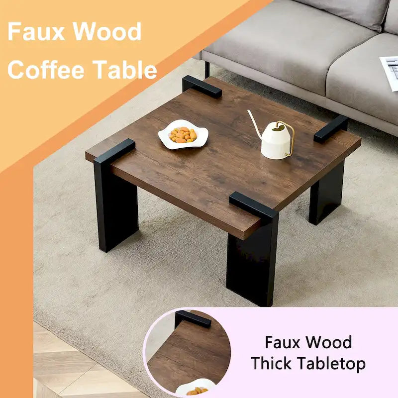 Modern MDF Coffee Table with Wood Grain Finish