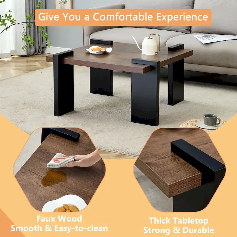 Modern MDF Coffee Table with Wood Grain Finish