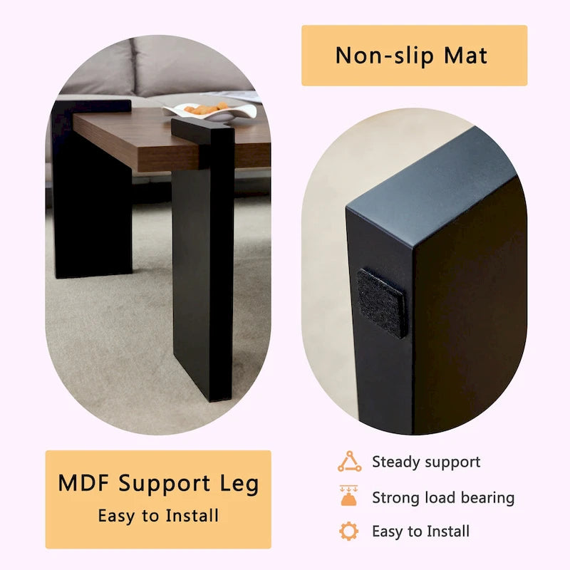Modern MDF Coffee Table with Wood Grain Finish