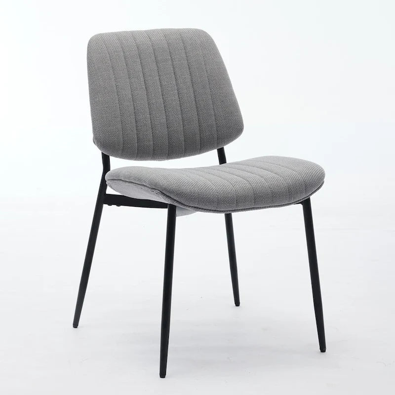 Modern Armless Upholstered Dining Chairs with Metal Legs (Set of 2)