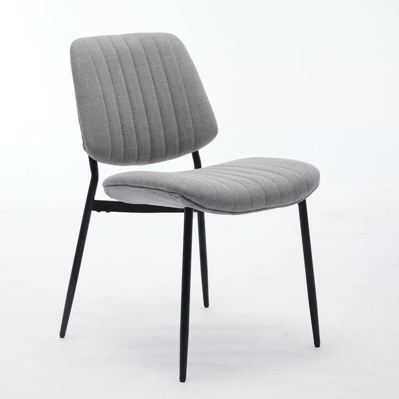 Modern Armless Upholstered Dining Chairs with Metal Legs (Set of 2)