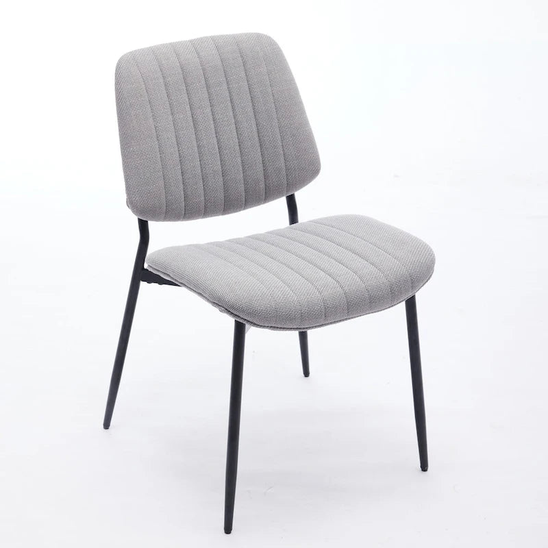 Modern Armless Upholstered Dining Chairs with Metal Legs (Set of 2)