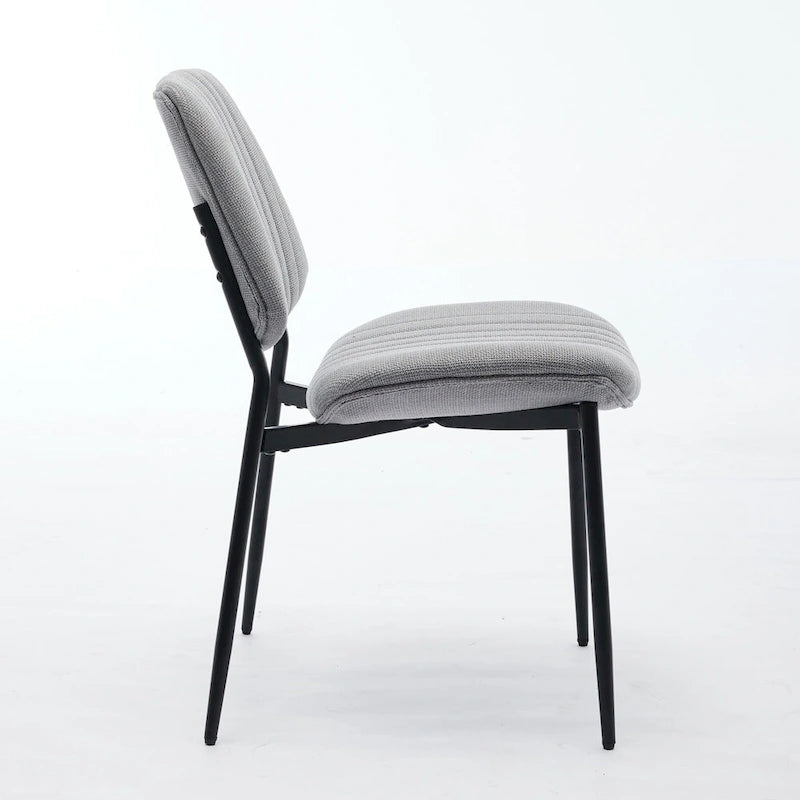Modern Armless Upholstered Dining Chairs with Metal Legs (Set of 2)