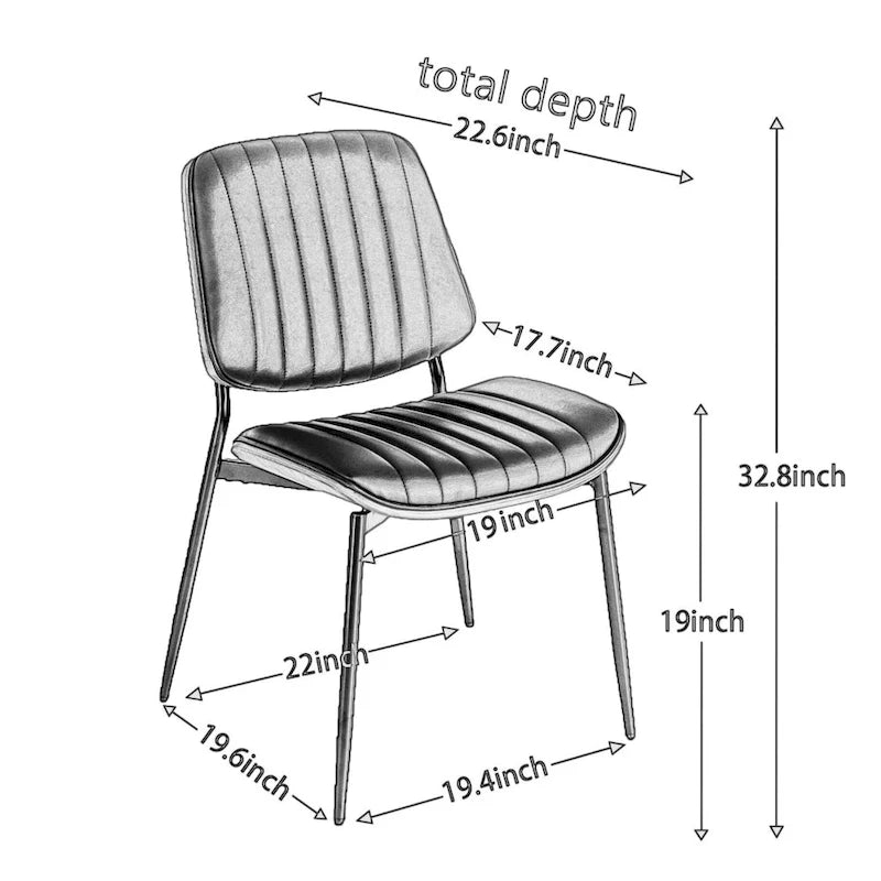 Modern Armless Upholstered Dining Chairs with Metal Legs (Set of 2)