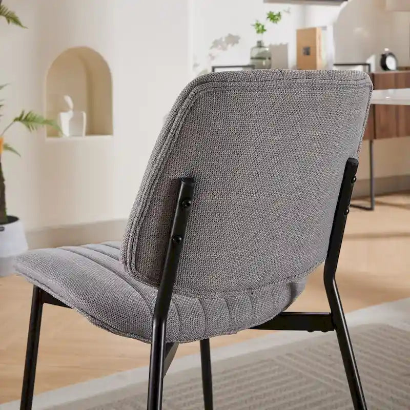 Modern Armless Upholstered Dining Chairs with Metal Legs (Set of 2)
