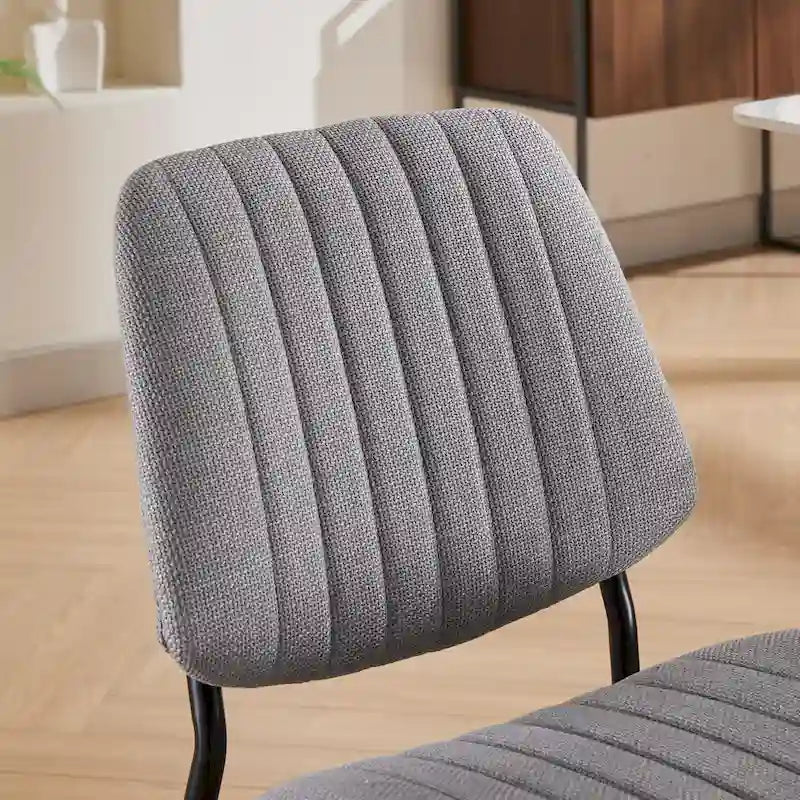 Modern Armless Upholstered Dining Chairs with Metal Legs (Set of 2)