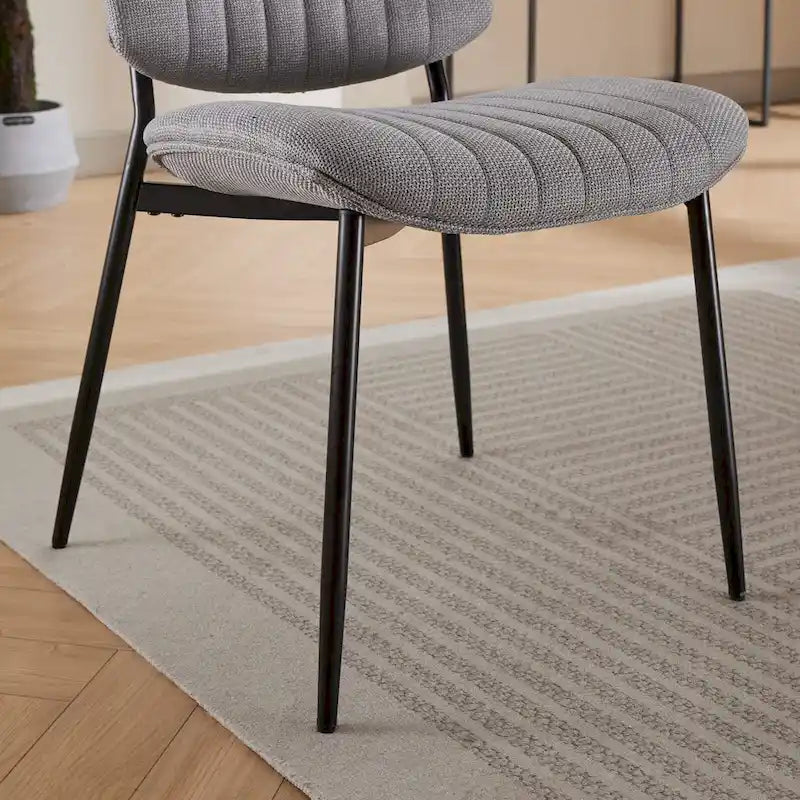 Modern Armless Upholstered Dining Chairs with Metal Legs (Set of 2)
