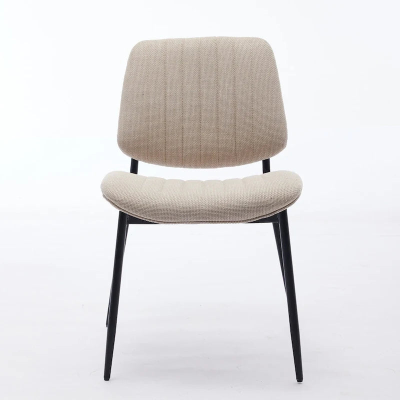Modern Armless Upholstered Dining Chairs with Metal Legs (Set of 2)