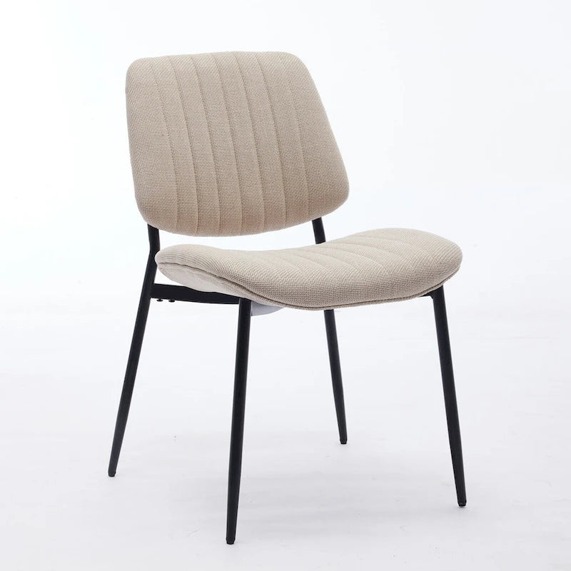 Modern Armless Upholstered Dining Chairs with Metal Legs (Set of 2)