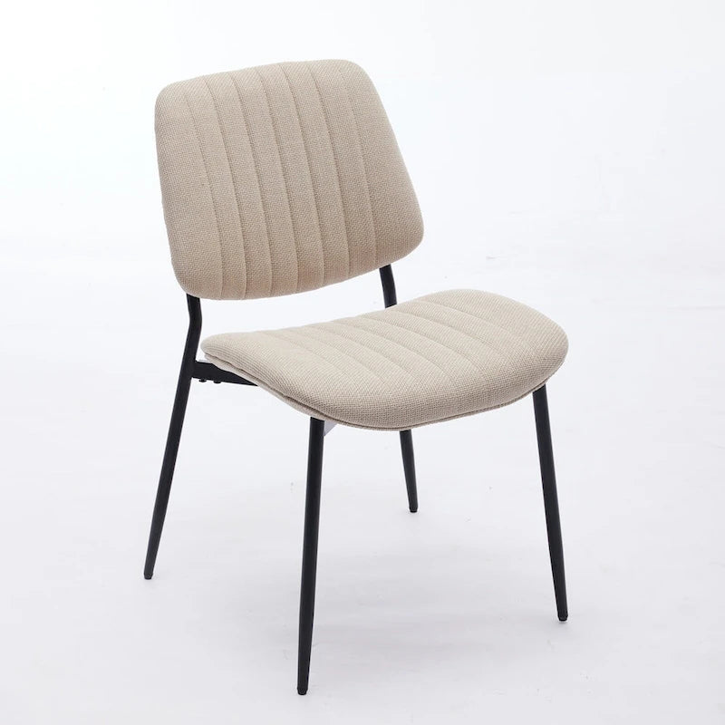 Modern Armless Upholstered Dining Chairs with Metal Legs (Set of 2)