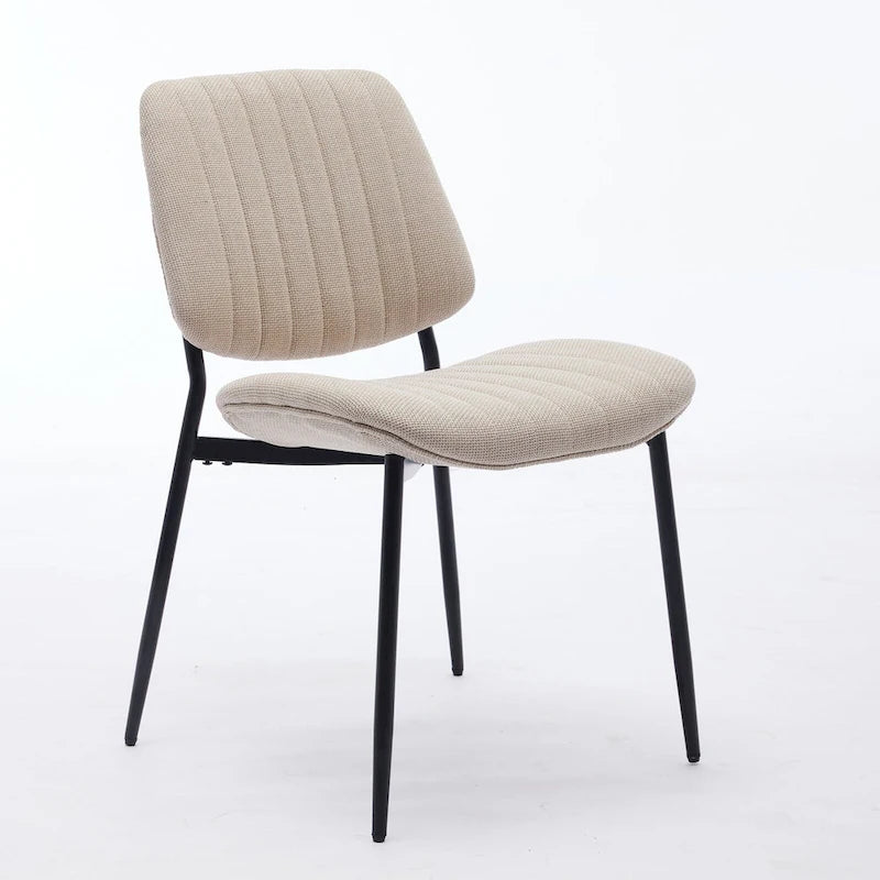 Modern Armless Upholstered Dining Chairs with Metal Legs (Set of 2)