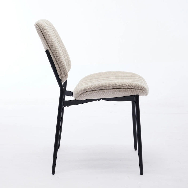 Modern Armless Upholstered Dining Chairs with Metal Legs (Set of 2)