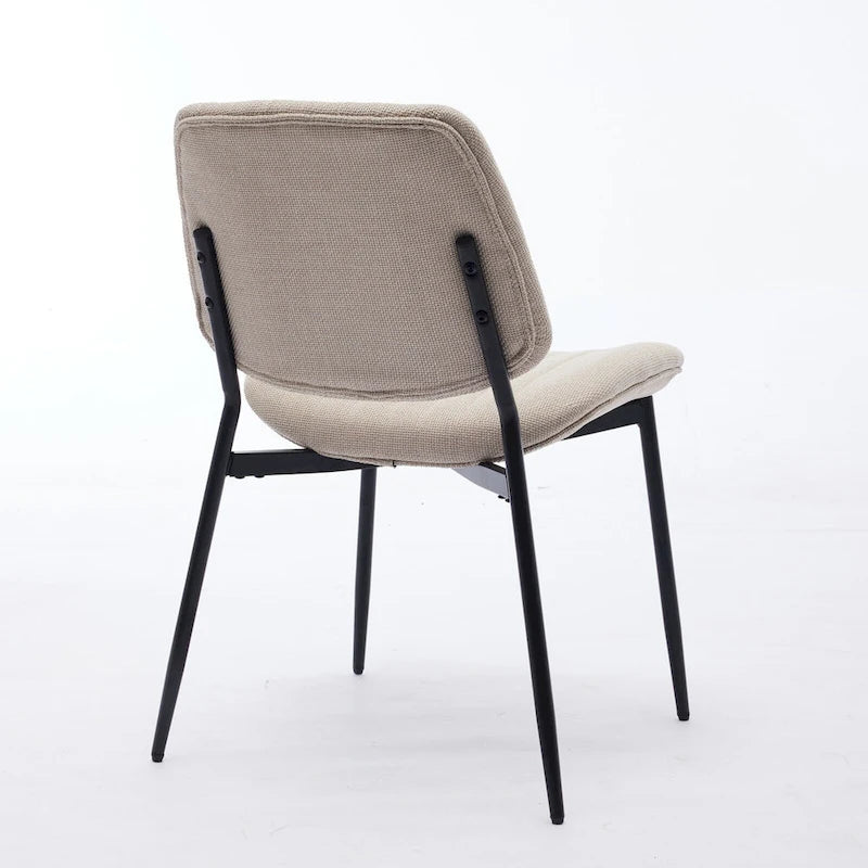 Modern Armless Upholstered Dining Chairs with Metal Legs (Set of 2)