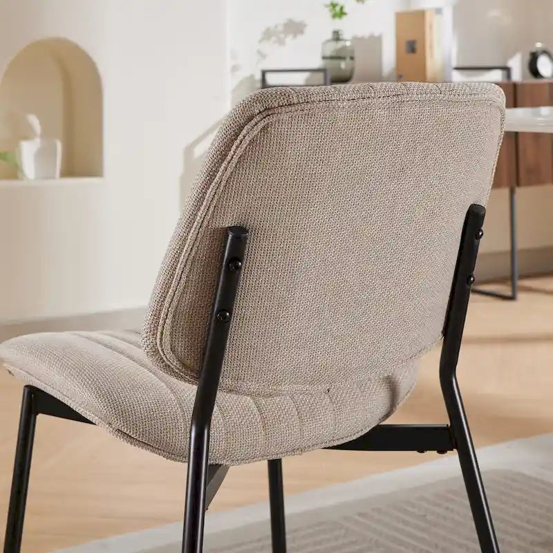 Modern Armless Upholstered Dining Chairs with Metal Legs (Set of 2)