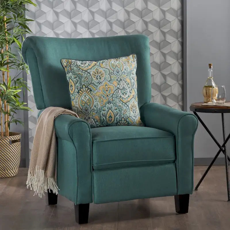 Manual Push-Back Recliner Lounge Chair, Teal
