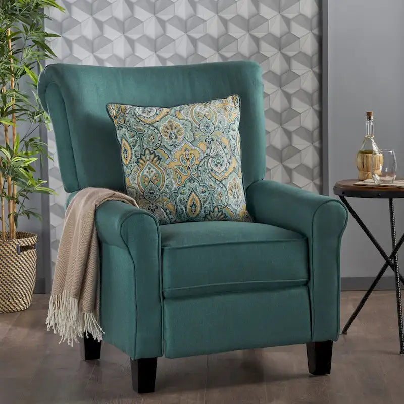 Roomfitters Manual Standard Recliner, Comfortable Lounge Chair for Living Room, Bedroom, Teal