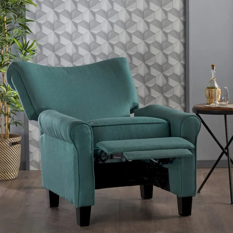 Manual Push-Back Recliner Lounge Chair, Teal