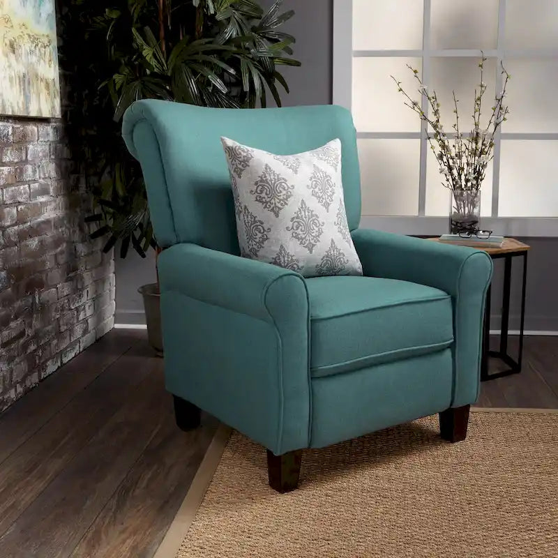Manual Push-Back Recliner Lounge Chair, Teal