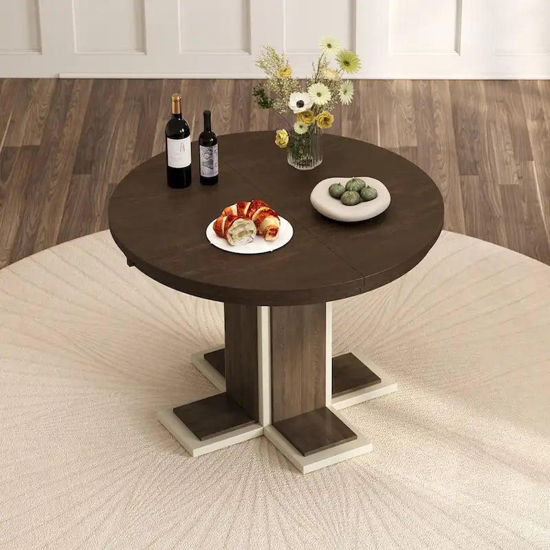 Vintage Oval Expandable Dining Table,Solid Wood Table for 6 in Kitchen