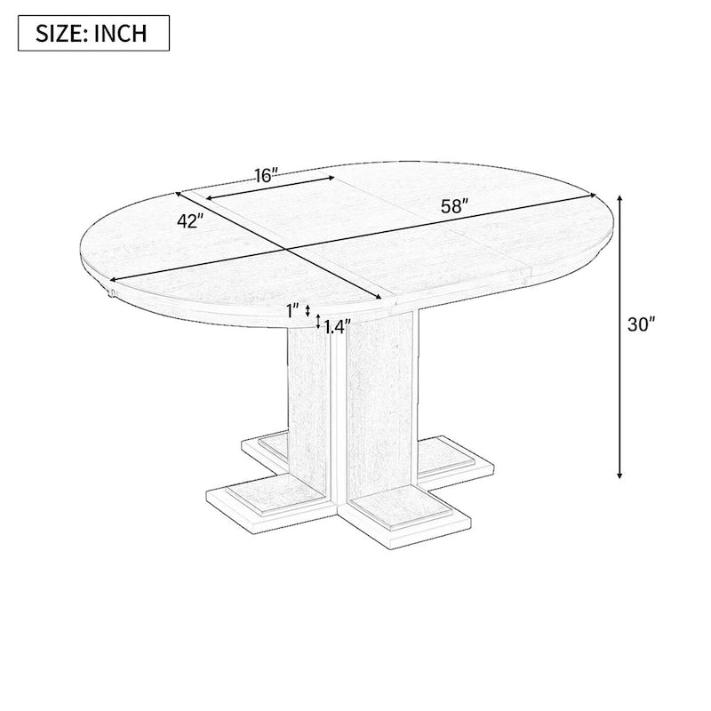 Vintage Oval Expandable Dining Table,Solid Wood Table for 6 in Kitchen