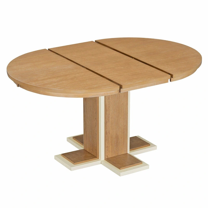 Vintage Oval Expandable Dining Table,Solid Wood Table for 6 in Kitchen