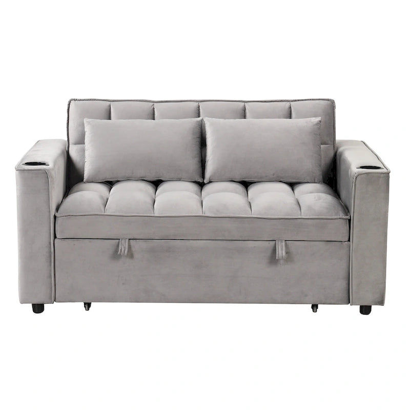 58" 4-in-1 Multi-functional Sofa Bed with Cup Holder and USB Port