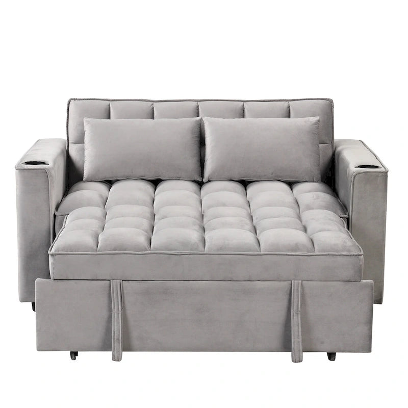 58" 4-in-1 Multi-functional Sofa Bed with Cup Holder and USB Port