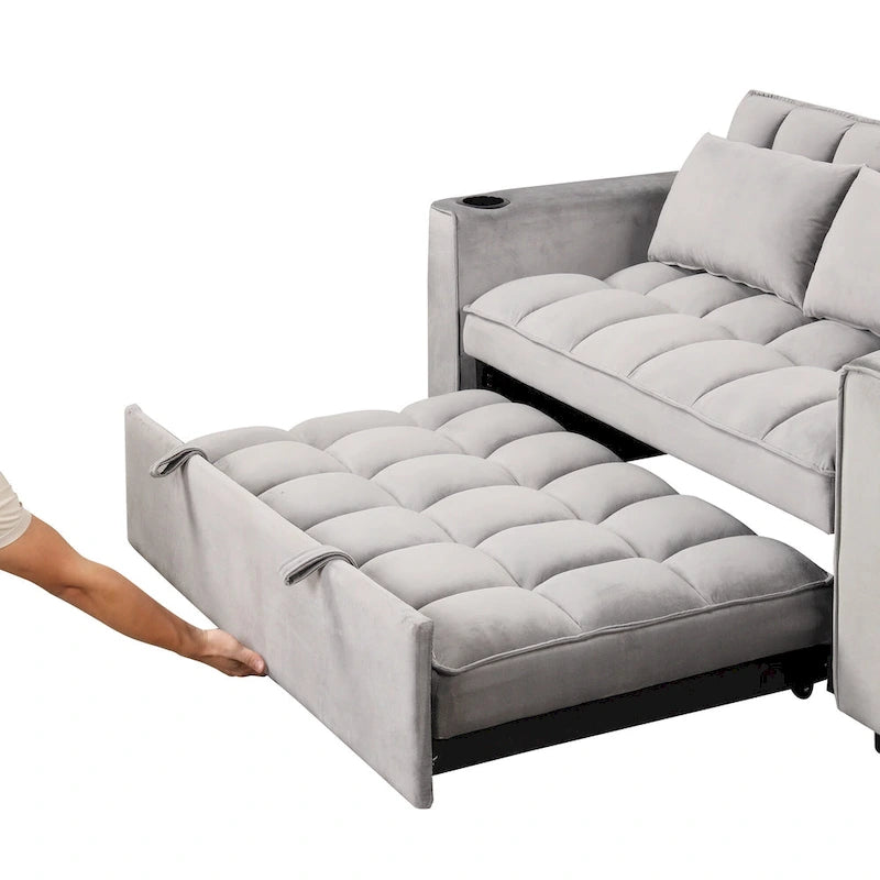 58" 4-in-1 Multi-functional Sofa Bed with Cup Holder and USB Port