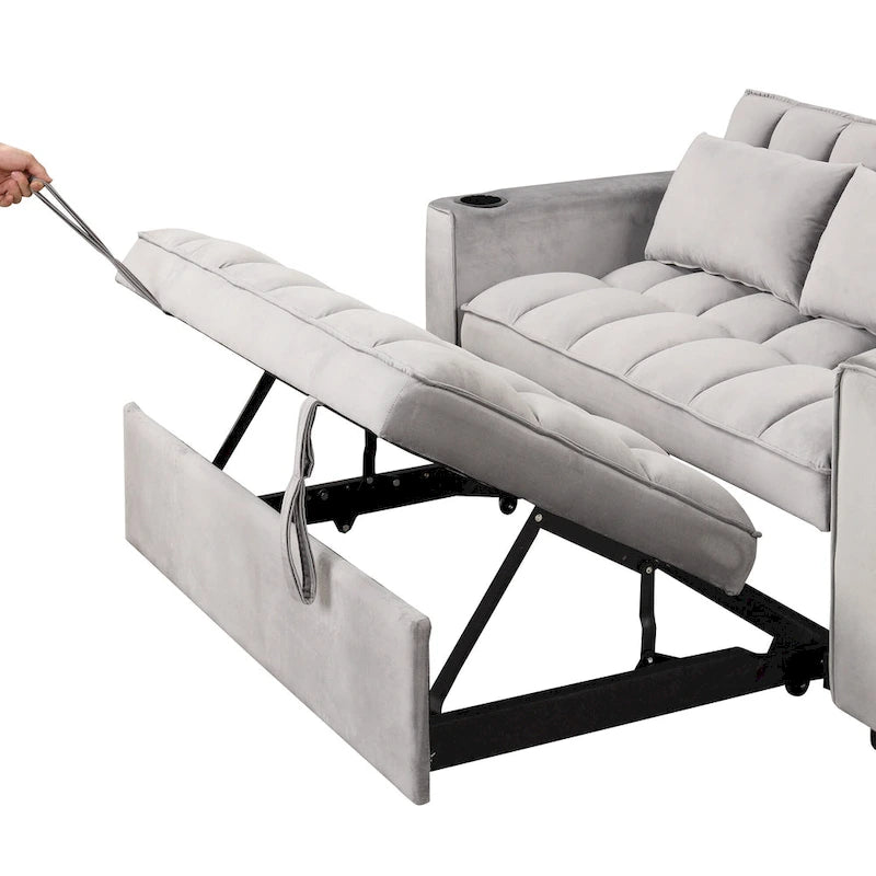 58" 4-in-1 Multi-functional Sofa Bed with Cup Holder and USB Port