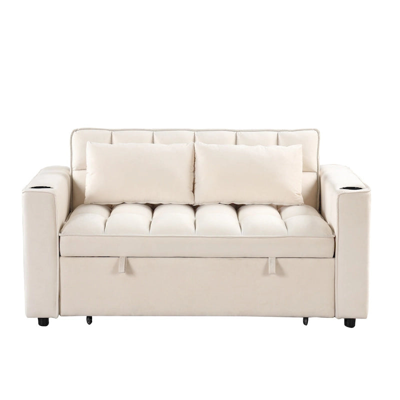 58" 4-in-1 Multi-functional Sofa Bed with Cup Holder and USB Port