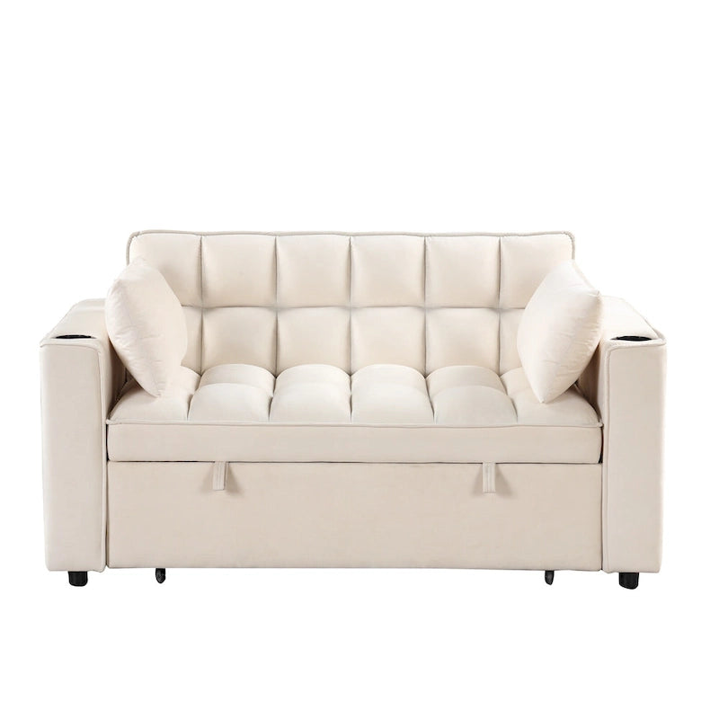 58" 4-in-1 Multi-functional Sofa Bed with Cup Holder and USB Port