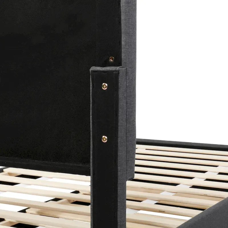 Twin Size Linen Upholstered Platform Bed Frame with Trundle & 3 Drawers