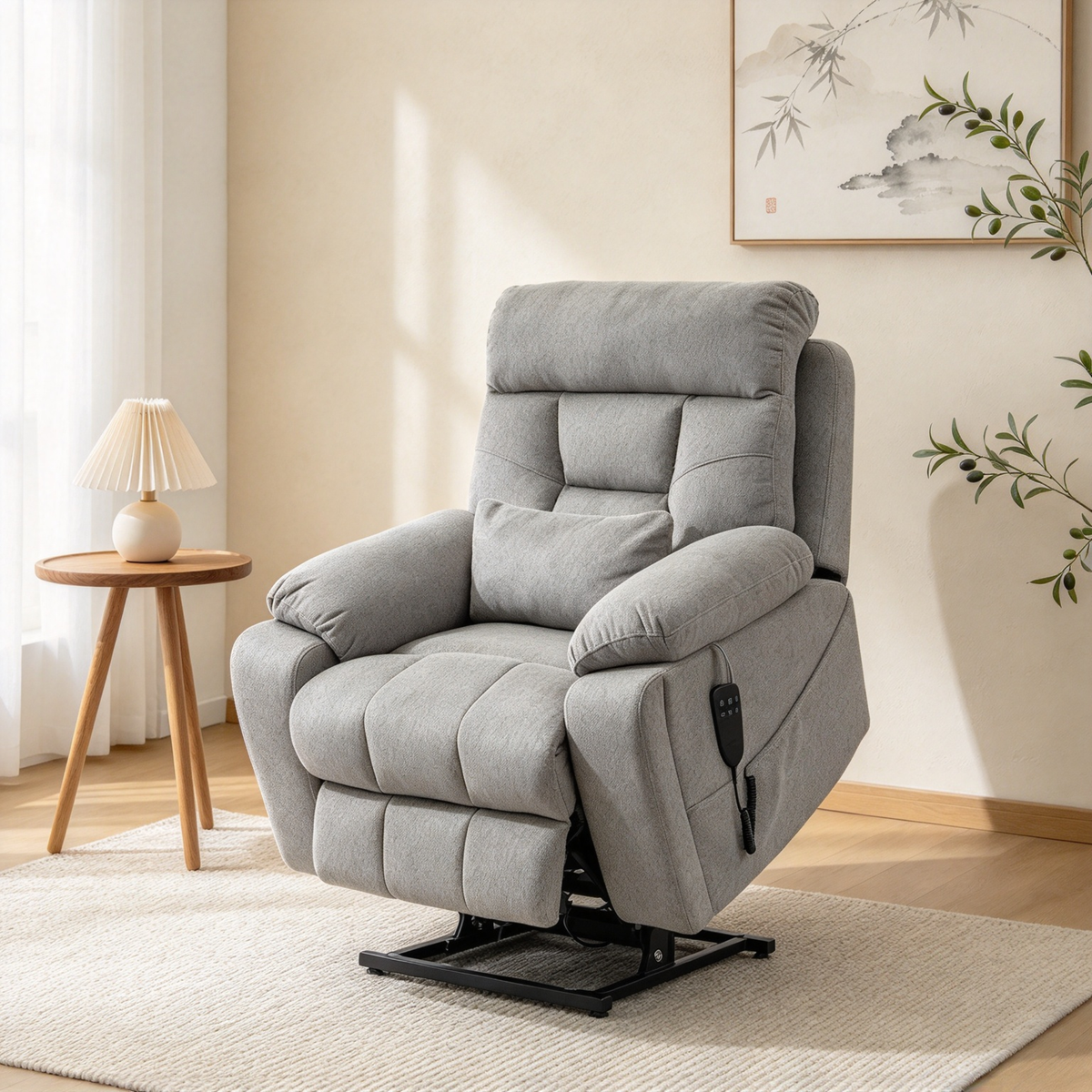 Oversize Power Lift Recliner with Heat & Massage, Cup Holder, 180°