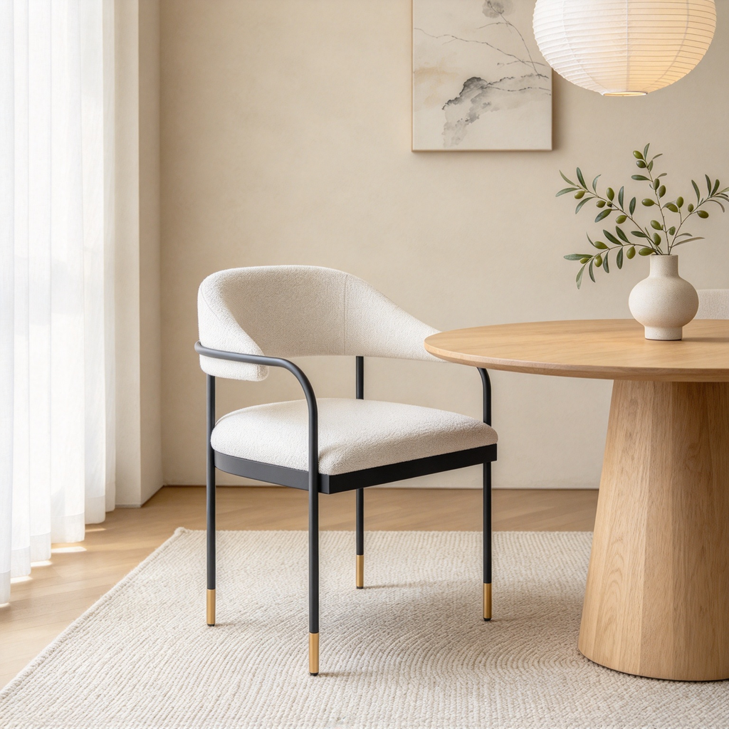 Dining Chair in Misty Gray Teddy Fabric