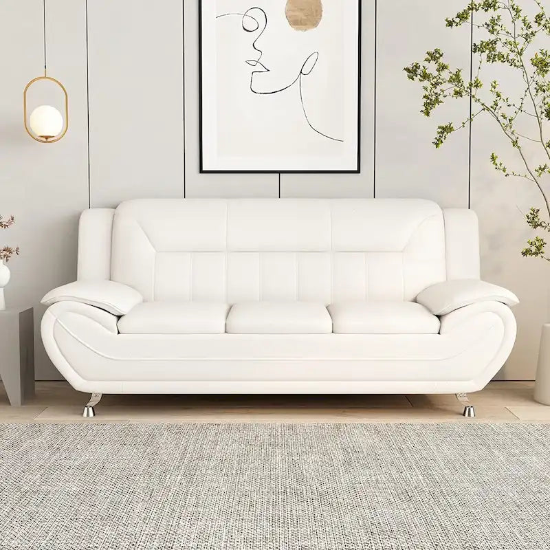 Modern Bonded Leather Upholstered Sofa