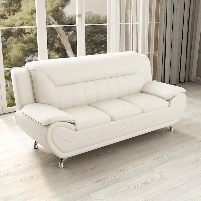Modern Bonded Leather Upholstered Sofa