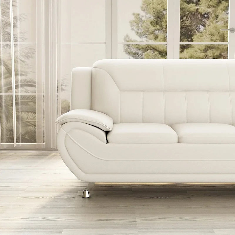 Modern Bonded Leather Upholstered Sofa