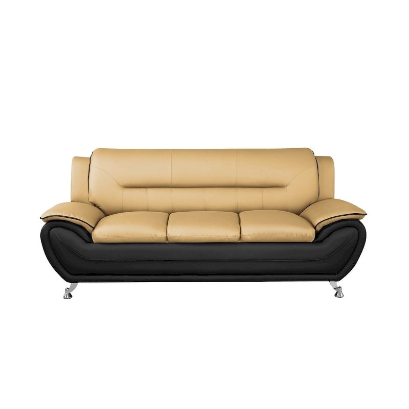 Modern Bonded Leather Upholstered Sofa