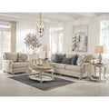 Oval Coffee Table, White/Brown Cottage Style