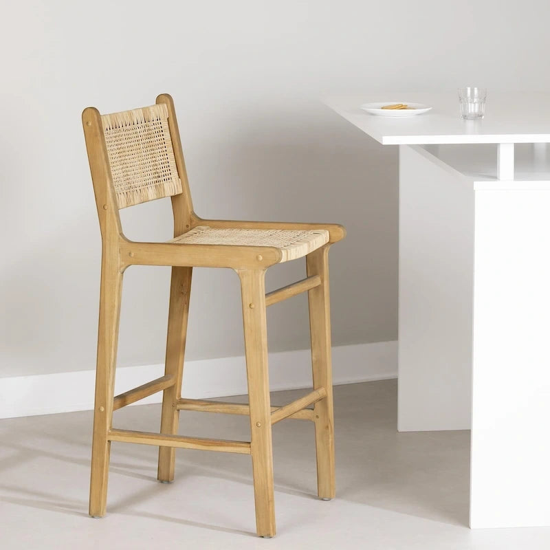 Rattan & Teak Wood Bar Stool