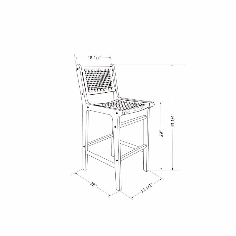 Rattan & Teak Wood Bar Stool