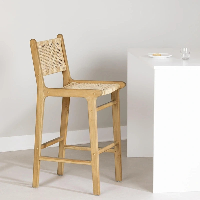 Rattan & Teak Wood Bar Stool