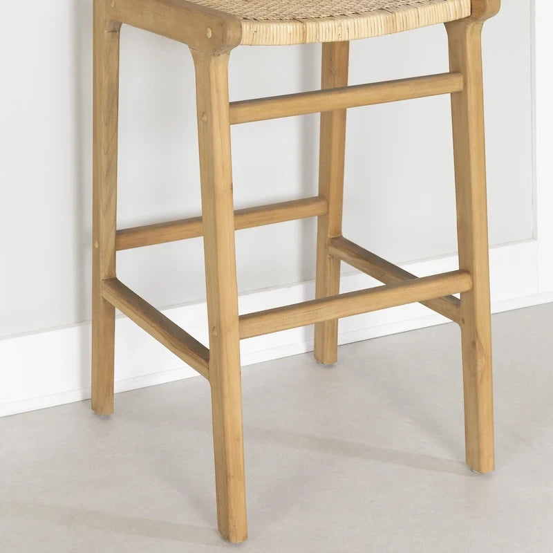 Rattan & Teak Wood Bar Stool