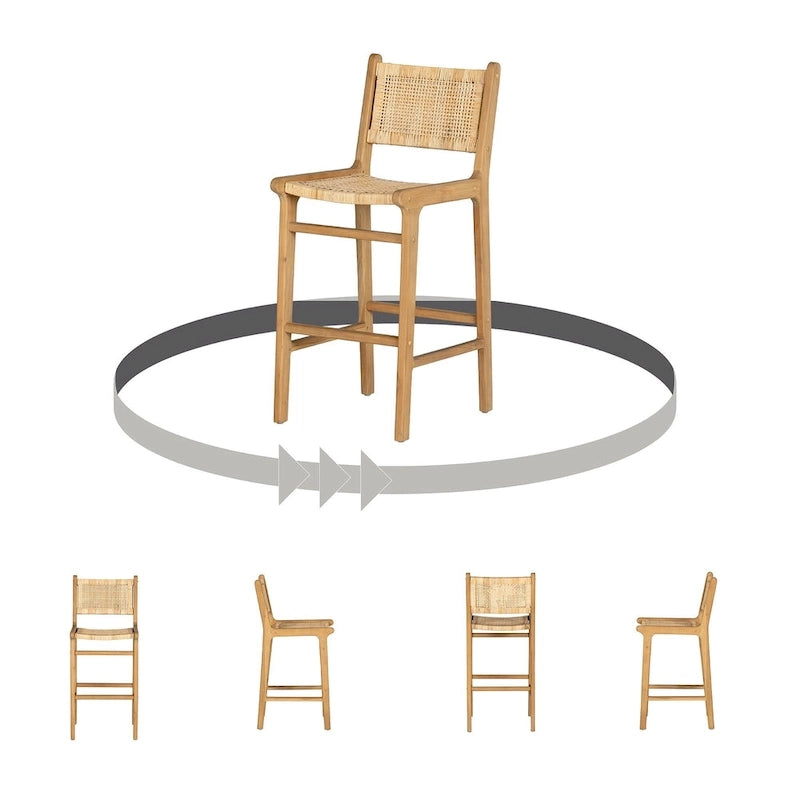 Rattan & Teak Wood Bar Stool