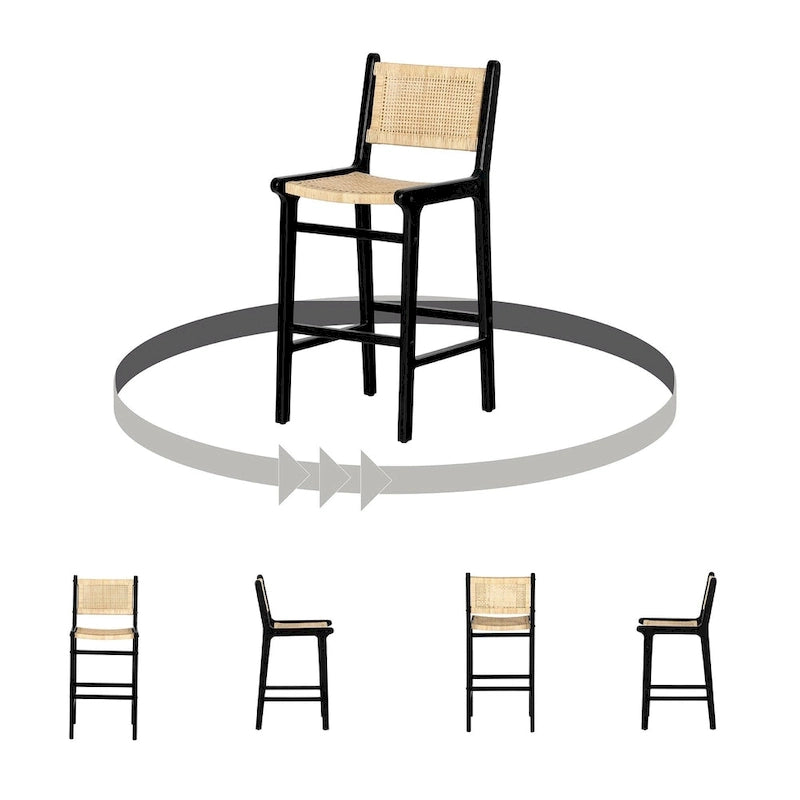 Rattan & Teak Wood Bar Stool