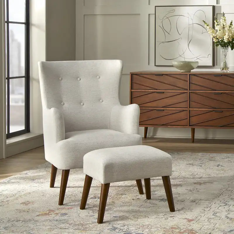 Wingback Accent Chair, Mid-Century Modern Style